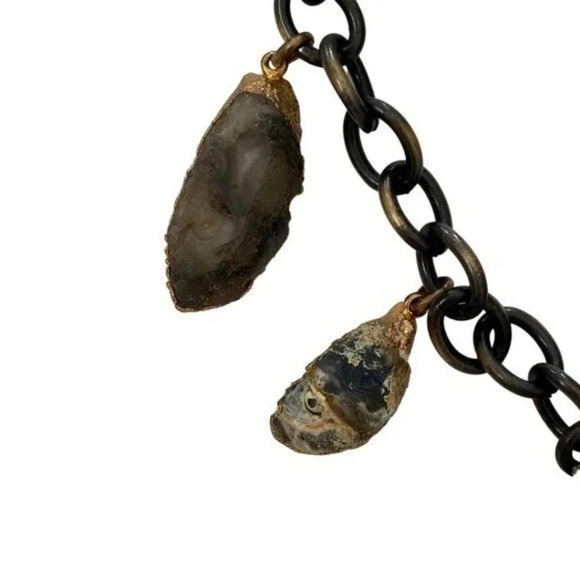 Agate Charm Large Chunky Chain Necklace - Picture 3 of 5